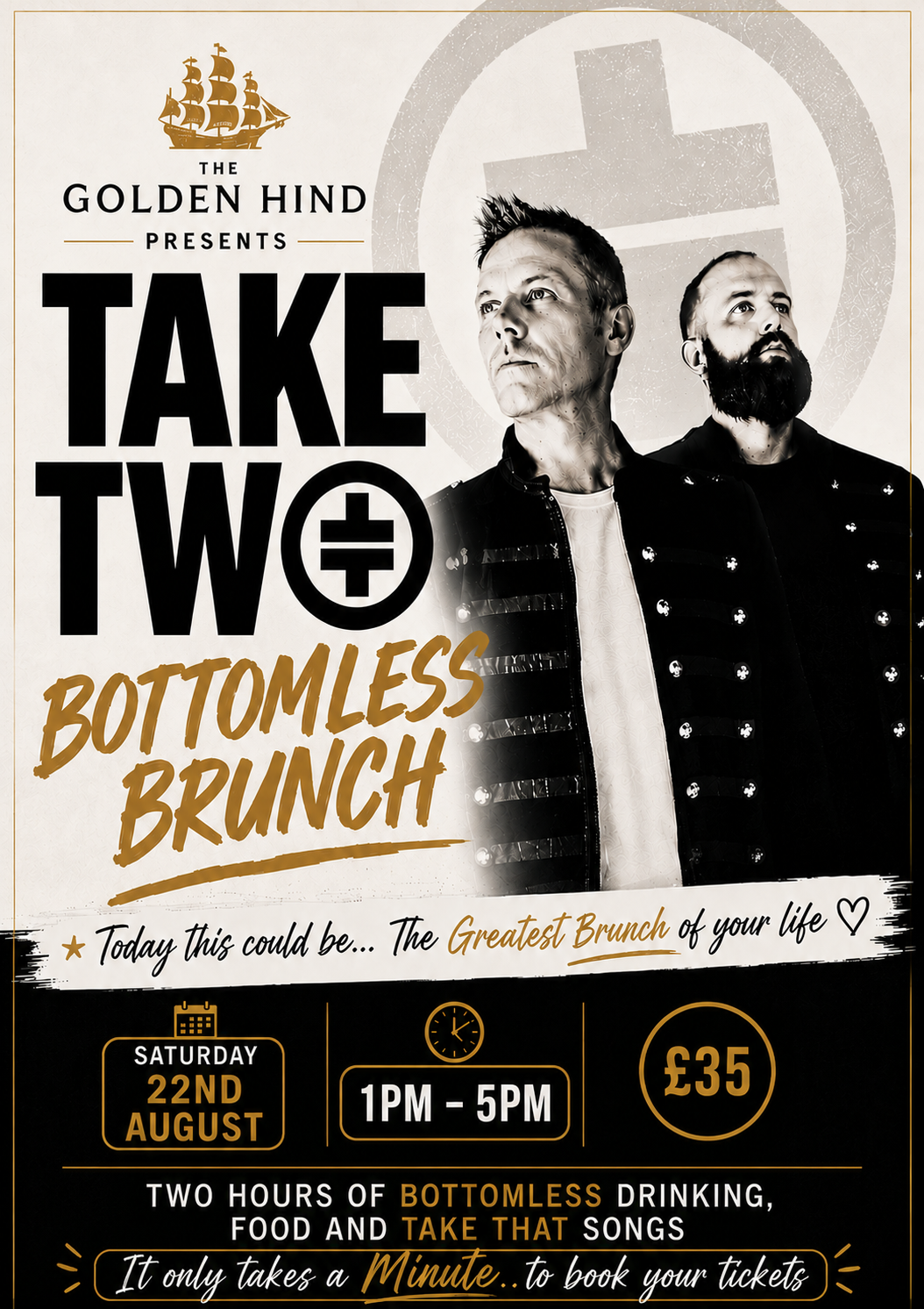 🎤 TAKE TWO BOTTOMLESS BRUNCH 🎤 Saturday 22nd August 1pm - 5pm