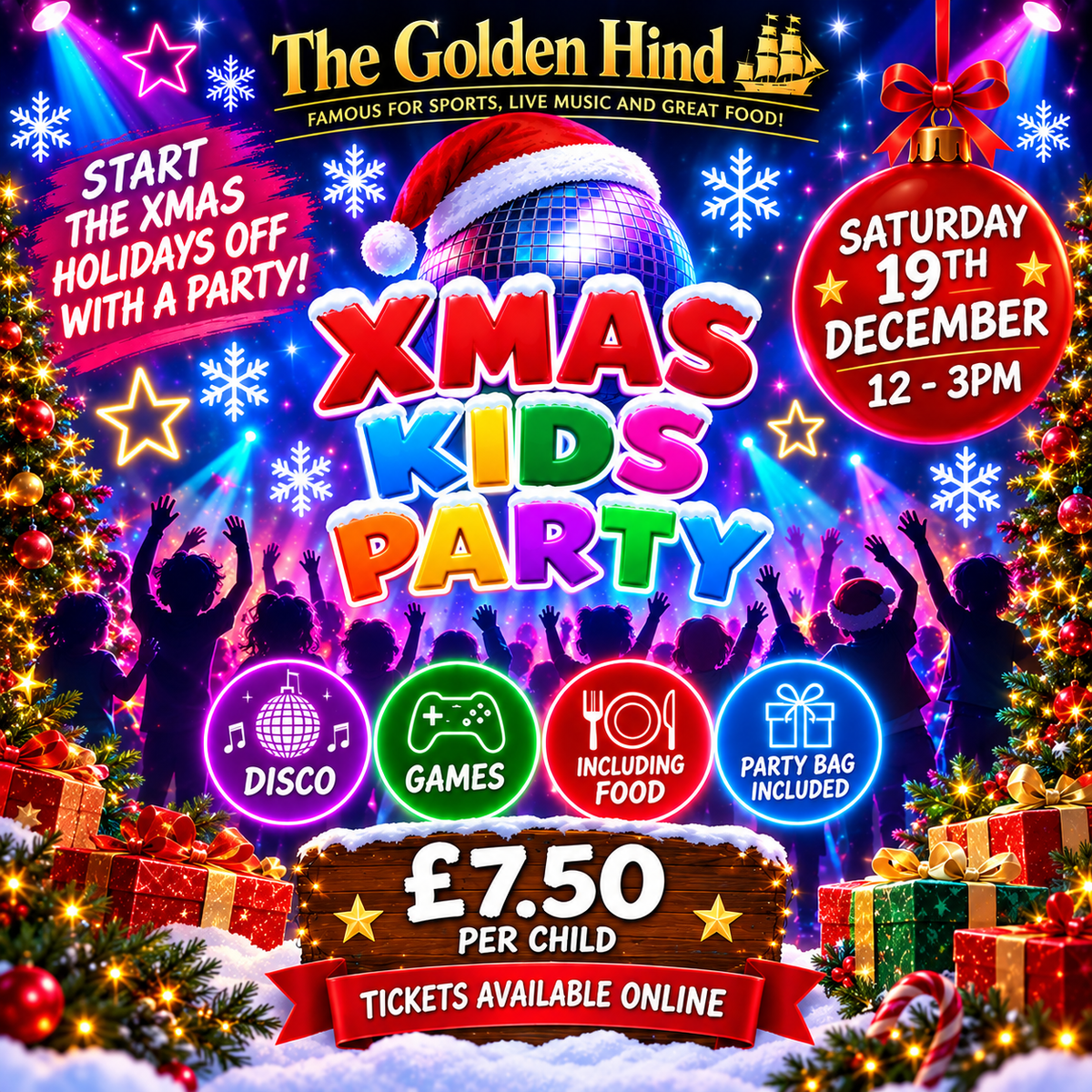 🎄 The Golden Hind Xmas Kids Party 🎄Saturday 19th December 12 - 3pm