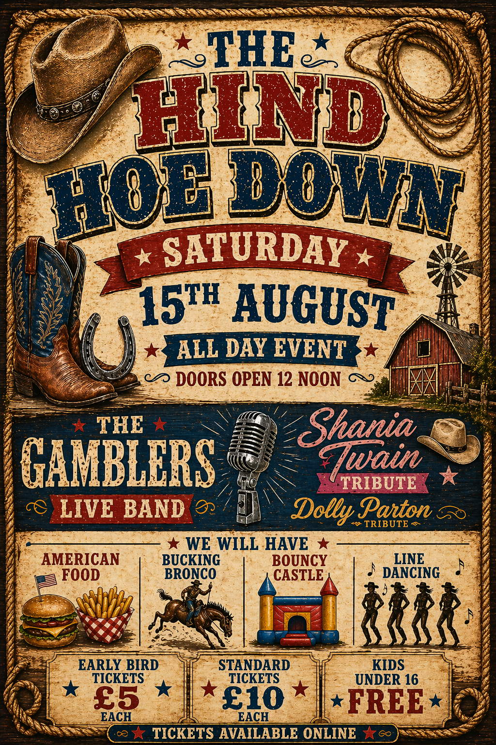 🤠 THE HIND HOE DOWN – SATURDAY 15TH AUGUST 🤠